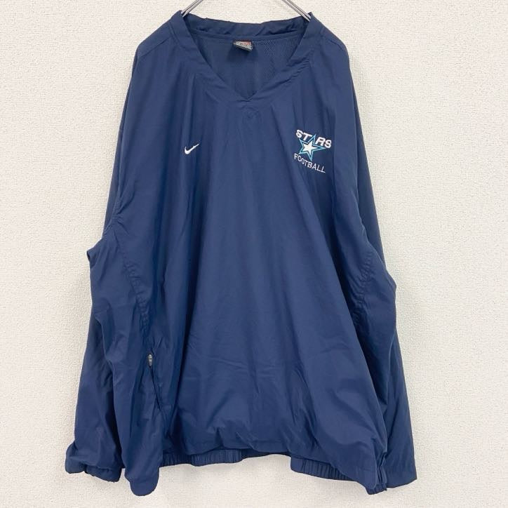 NIKE　ナイキ　プルオーバージャケット　刺繍ロゴ　フットボール　紺　ネイビー　2XLサイズ