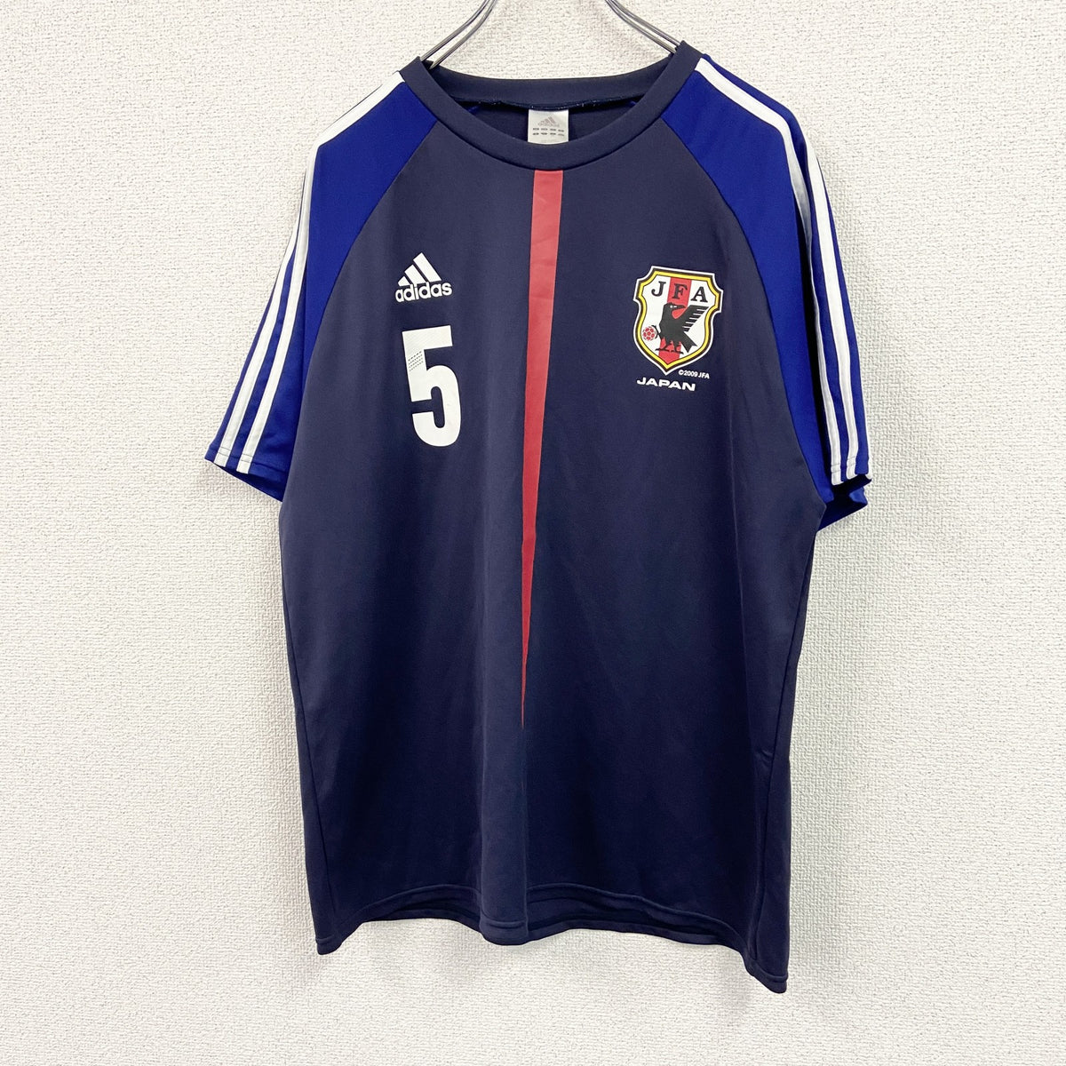 00s　adidas　アディダス　日本代表　半袖Tシャツ　ユニフォーム　フットボール　紺　ネイビー　XOサイズ　古着