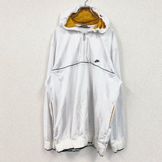 00s　NIKE　ナイキ　アノラックジャージパーカー　ヴィンテージ　ワンポイントロゴ刺繍　白　ホワイト　XLサイズ