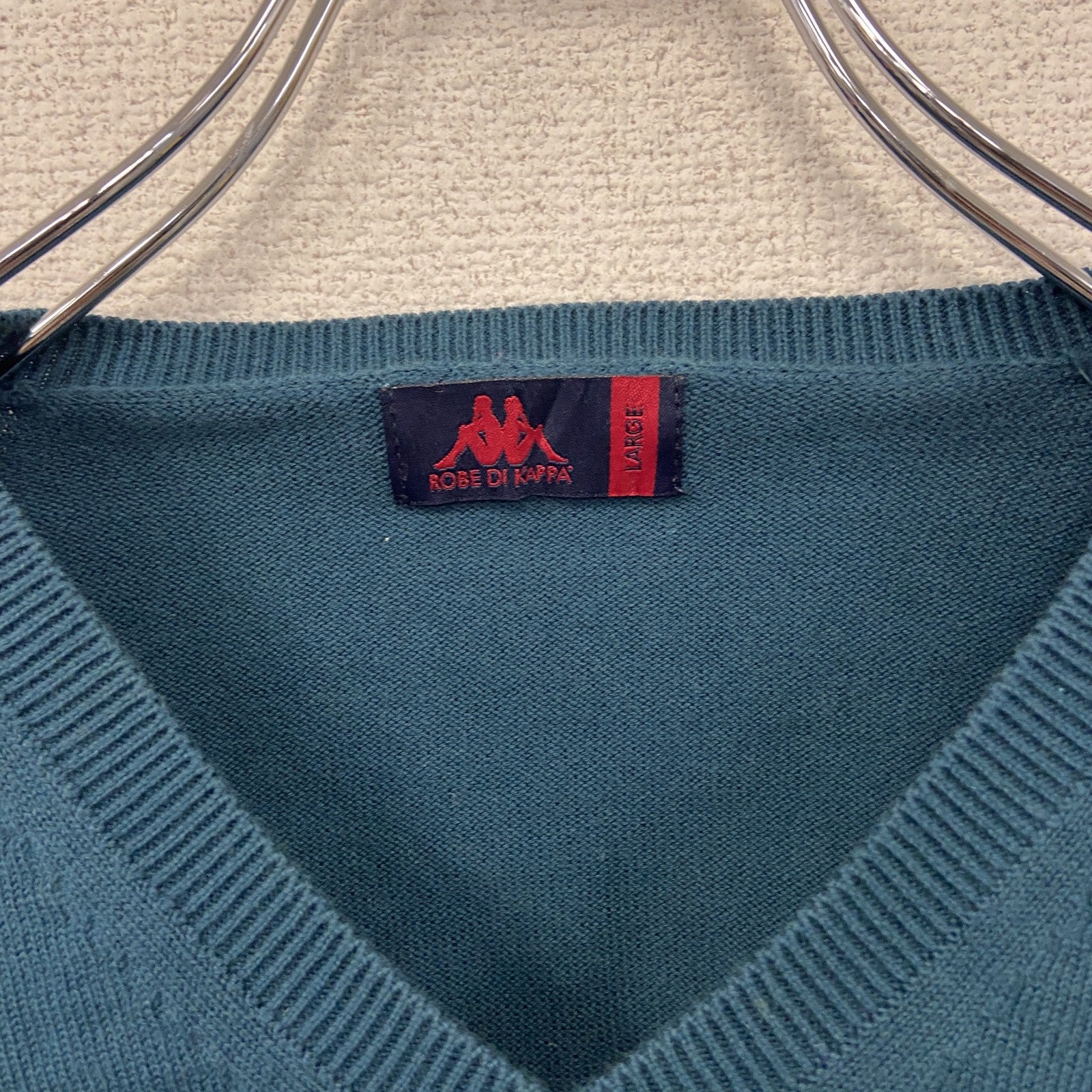 90s　Kappa　カッパ　コットンニットセーター　ヴィンテージ　青　ブルー　Lサイズ　古着