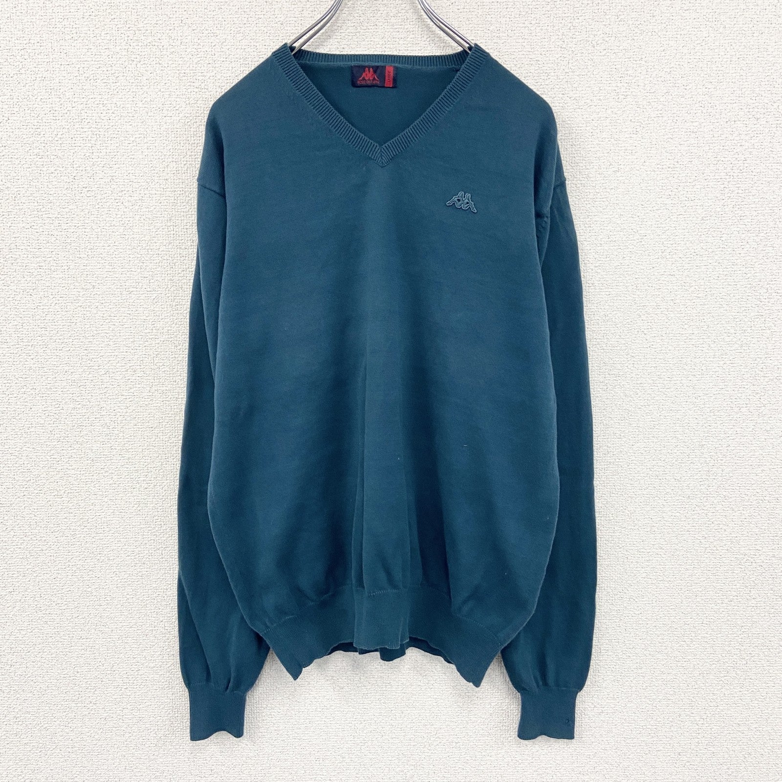90s　Kappa　カッパ　コットンニットセーター　ヴィンテージ　青　ブルー　Lサイズ　古着