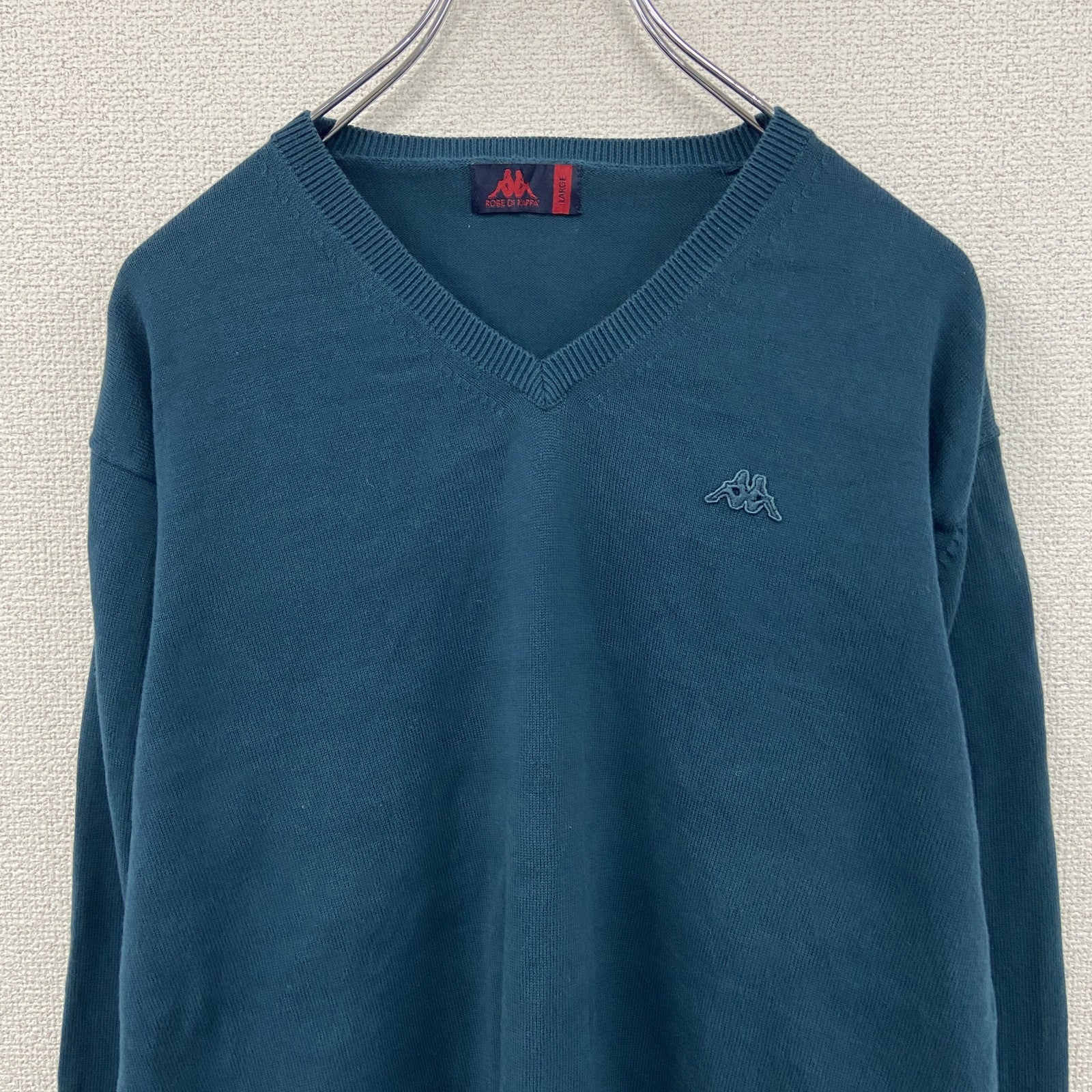 90s　Kappa　カッパ　コットンニットセーター　ヴィンテージ　青　ブルー　Lサイズ　古着