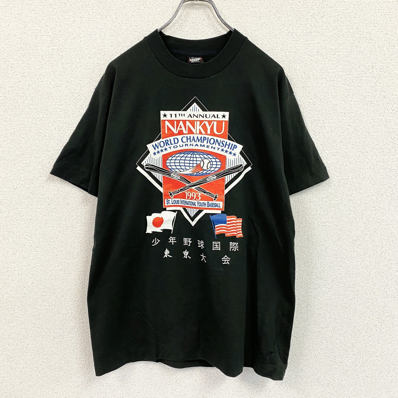 90s　SCREEN STARS　半袖プリントTシャツ　ヴィンテージ　シングルステッチ　黒　ブラック　Lサイズ　古着