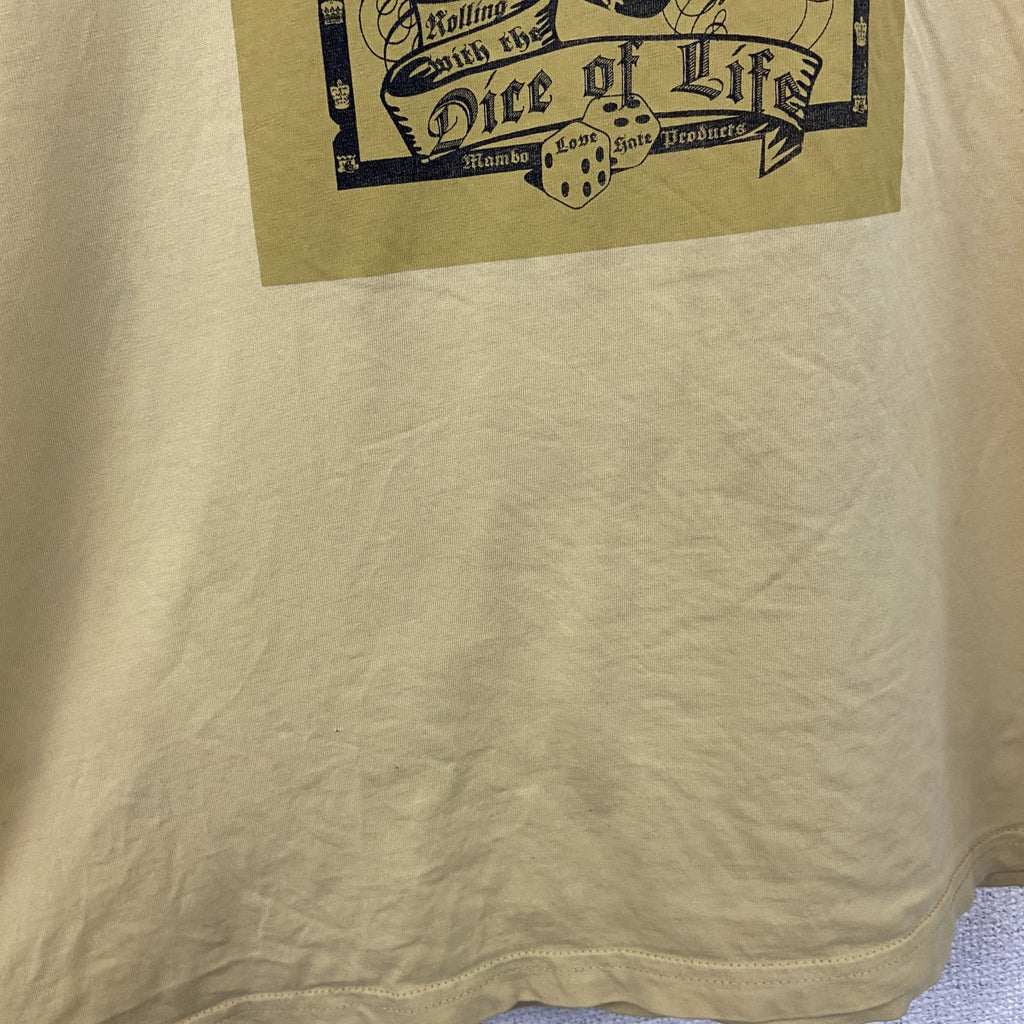 MAMBO　半袖プリントTシャツ　スカル　骸骨　黄色　イエロー　Lサイズ　古着