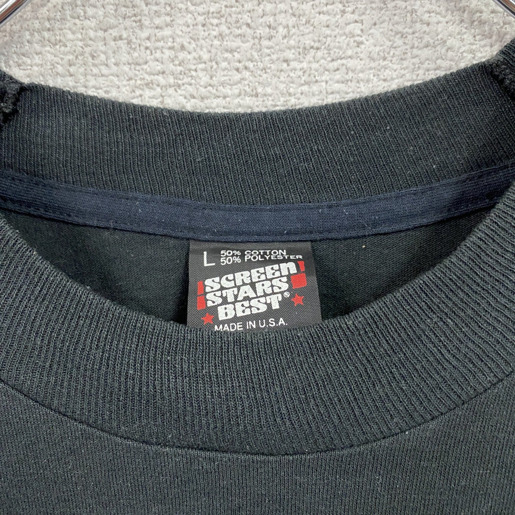 90s　SCREEN STARS　半袖プリントTシャツ　ヴィンテージ　シングルステッチ　黒　ブラック　Lサイズ　古着