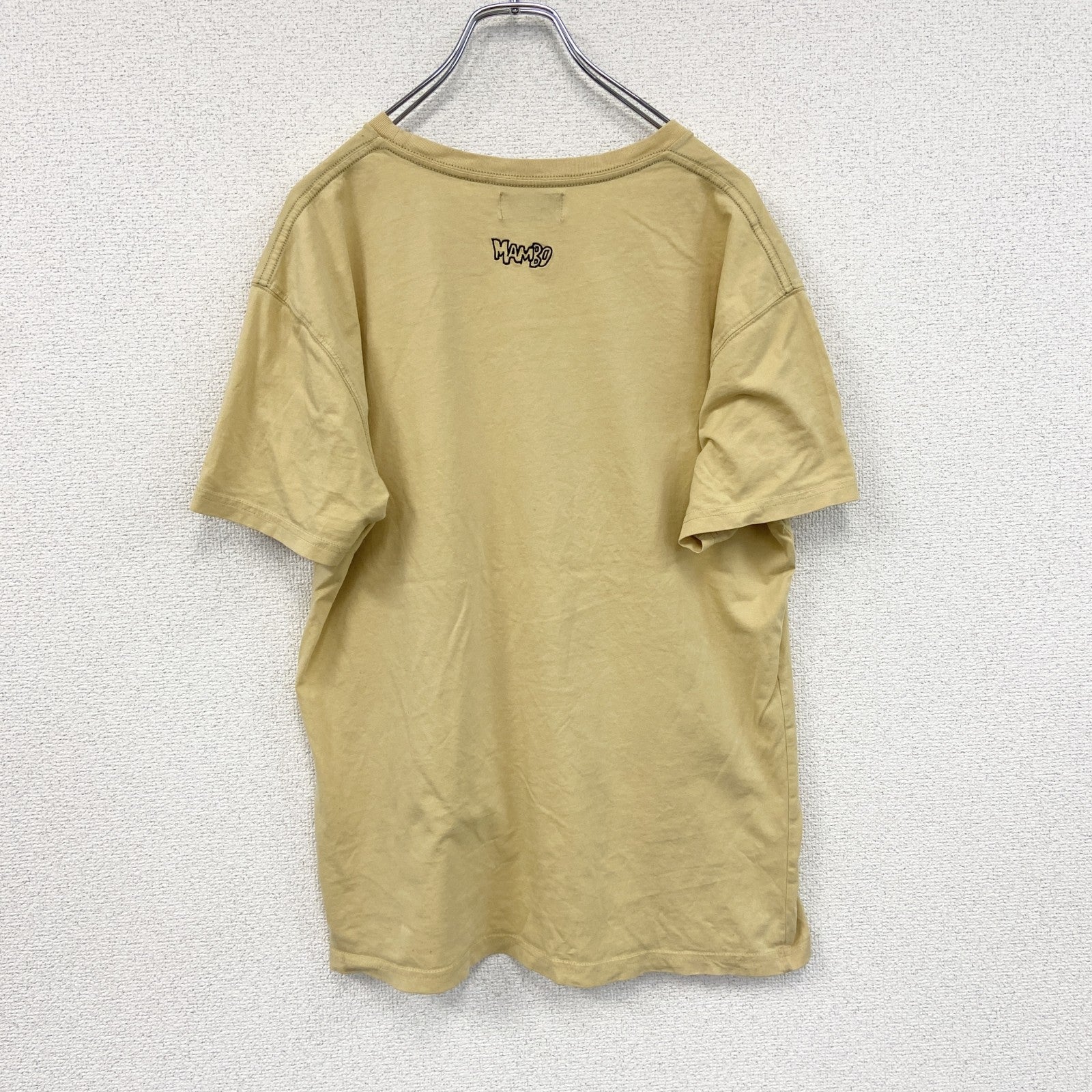 MAMBO　半袖プリントTシャツ　スカル　骸骨　黄色　イエロー　Lサイズ　古着
