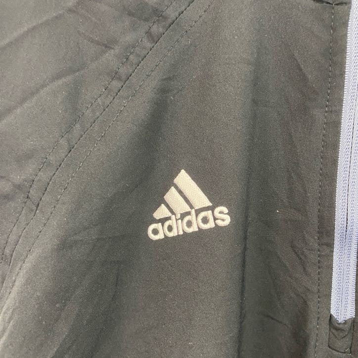 Adidas　アディダス　プルオーバージャケット　ハーフジップ　刺繍ロゴ　フットボール　黒　ブラック　Lサイズ　古着