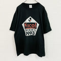 古着 used　90s　piro　Jリーグ　NICOSシリーズ　半袖プリントTシャツ　シングルステッチ　黒　ブラック　Fサイズ