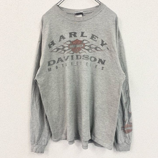 HARLEY DAVIDSON　ハーレーダビッドソン　長袖両面プリントTシャツ　灰色　グレー　XLサイズ