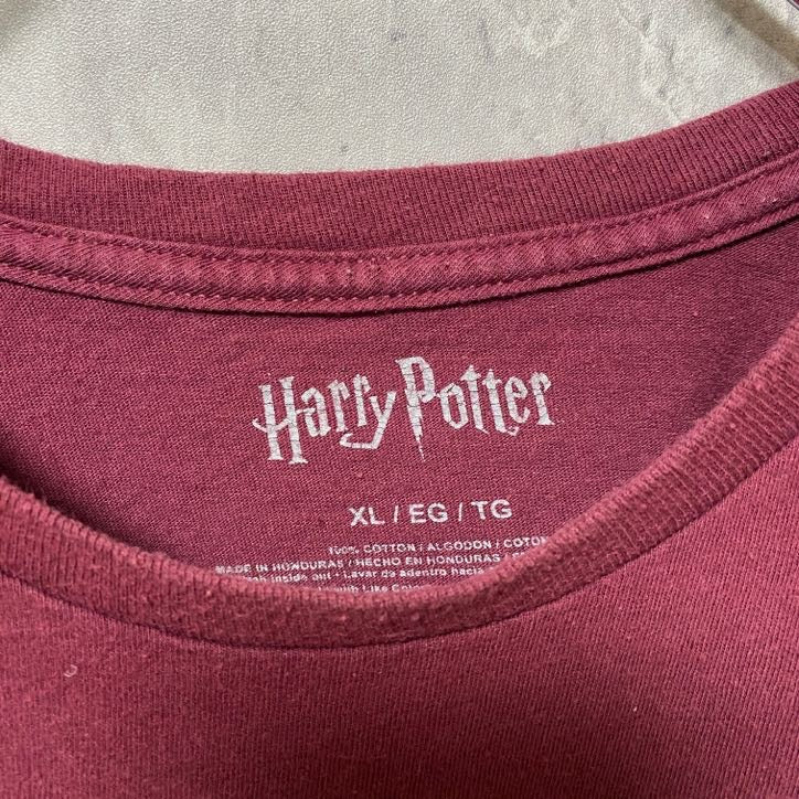 Harry Potter　ハリーポッター　半袖プリントTシャツ　ワインレッド　えんじ色　クルーネック　XLサイズ　古着