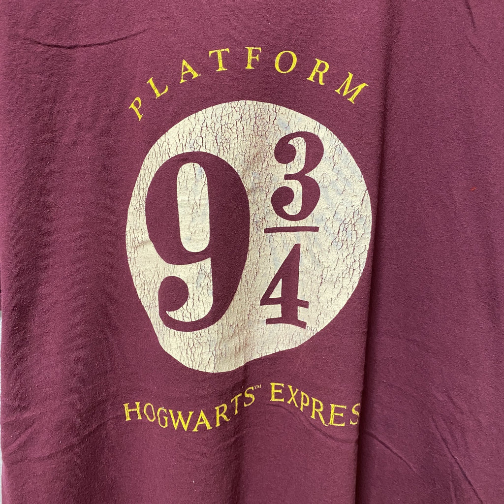 Harry Potter　ハリーポッター　半袖プリントTシャツ　ワインレッド　えんじ色　クルーネック　XLサイズ　古着