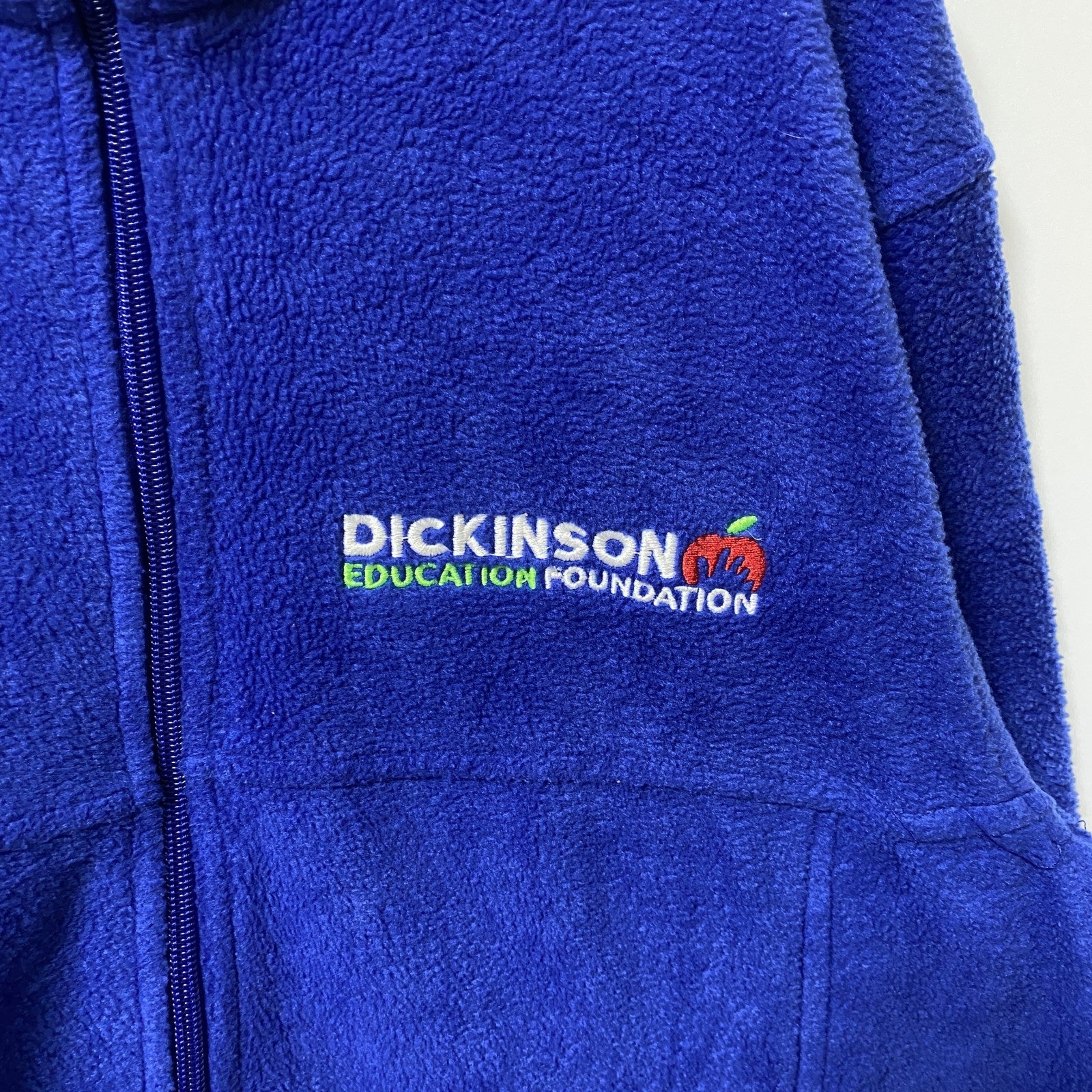 HARRITON　長袖フリースジャケット　フルジップアウター　ワンポイント刺繍　ハイネック　青　ブルー　Sサイズ　古着