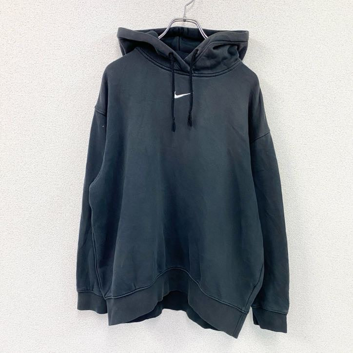 NIKE　ナイキ　スウェットパーカー/フーディー　刺ロゴ　黒　ブラック　Lサイズ　古着