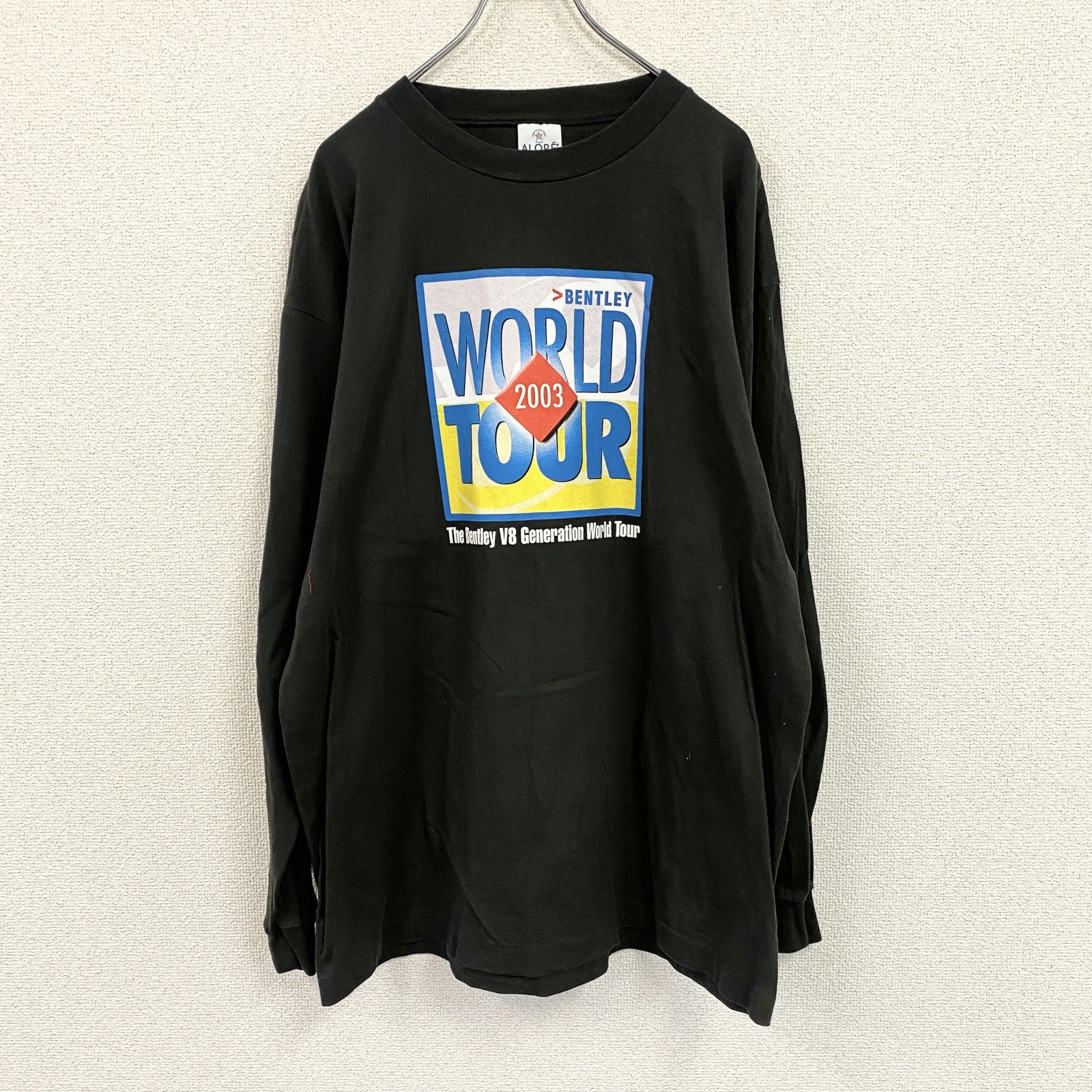 00s　ALORE　アローレ　長袖プリントTシャツ/ロンT　ヴィンテージ　黒　ブラック　XLサイズ　古着