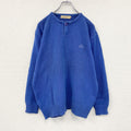 ～90s　Robe di Kappa　ロベディカッパ　コットンニットセーター　ヴィンテージ　ヘンリーネック　青　ブルー　古着