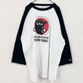 champion　チャンピオン　七分丈プリントTシャツ　ラグラン　クルーネック　黒　ブラック　白　ホワイト　XXXLサイズ　　古着