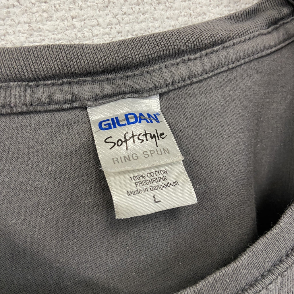 GILDAN　ギルダン　半袖プリントTシャツ　パロディT　灰色　グレー　Lサイズ カットソー メンズ コットン 古着