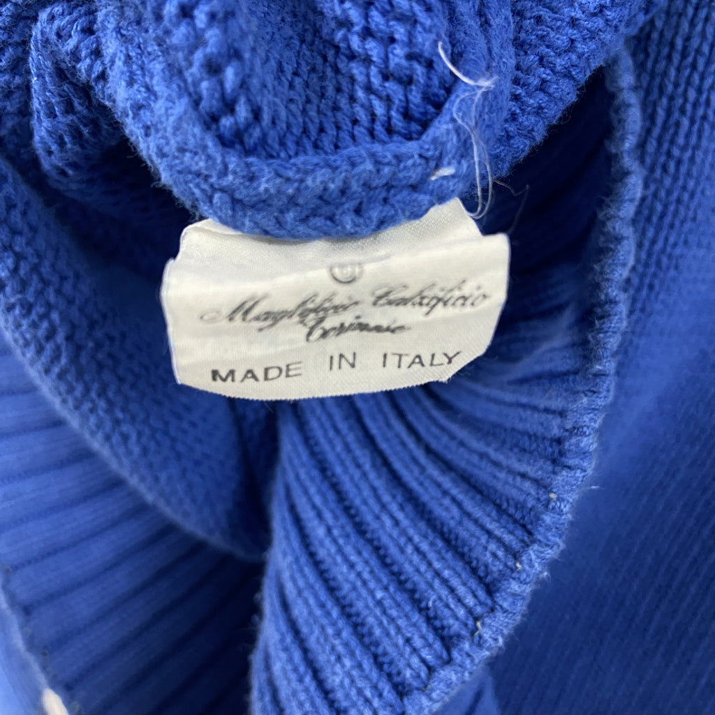 ～90s　Robe di Kappa　ロベディカッパ　コットンニットセーター　ヴィンテージ　ヘンリーネック　青　ブルー　古着