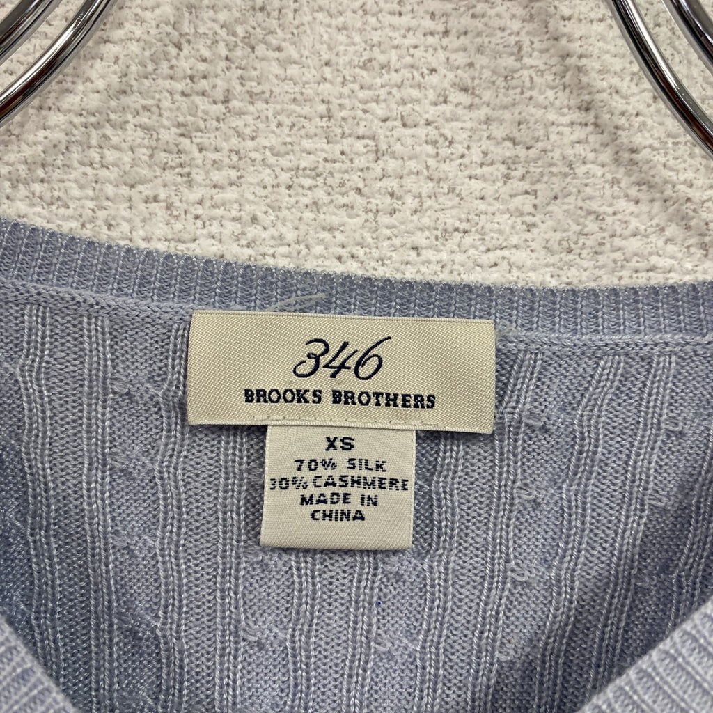 Brooks Brothers　ブルックスブラザーズ　ケーブルニットカーディガン　シルク×カシミヤ　ブルー　XSサイズ　古着
