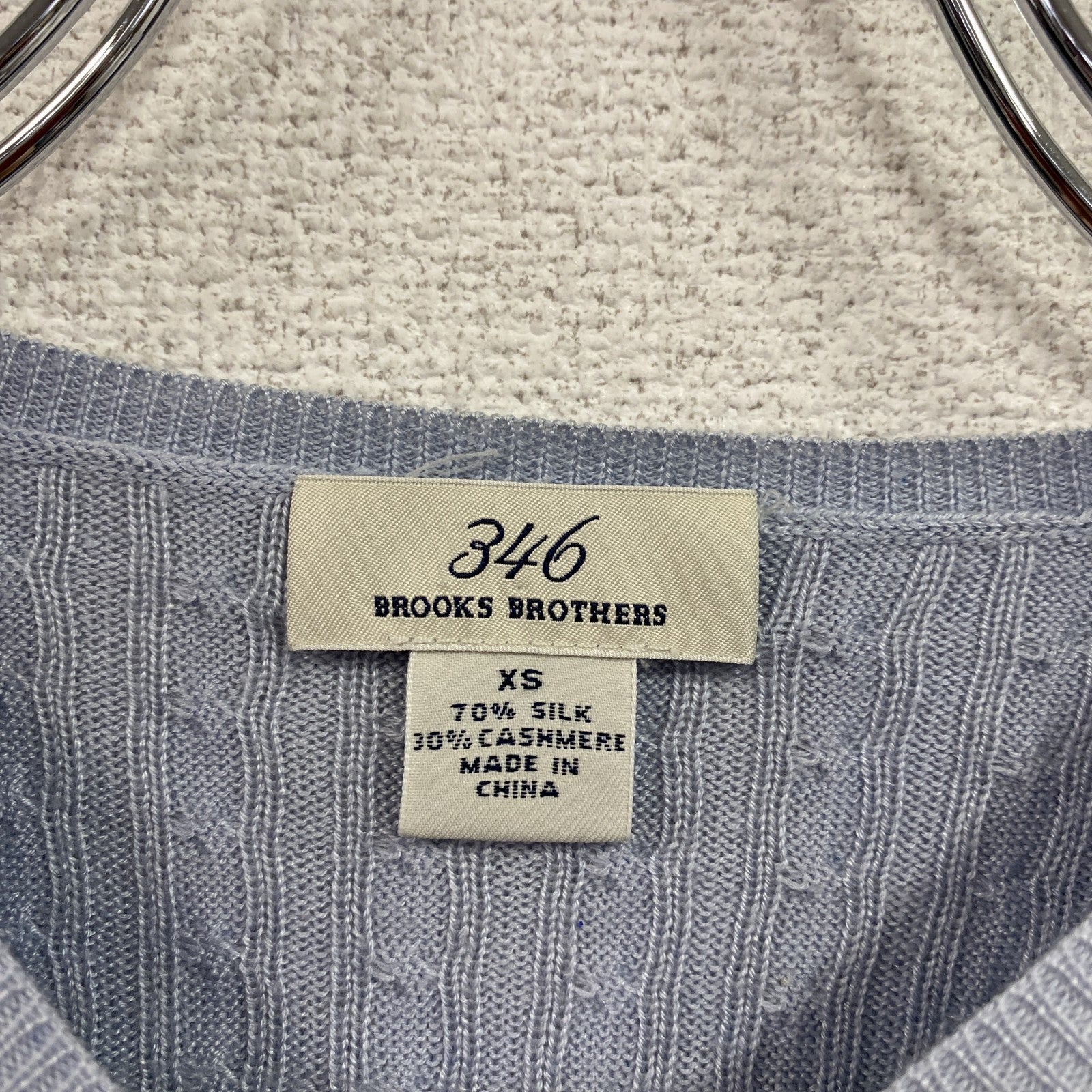 Brooks Brothers　ブルックスブラザーズ　ケーブルニットカーディガン　シルク×カシミヤ　ブルー　XSサイズ　古着