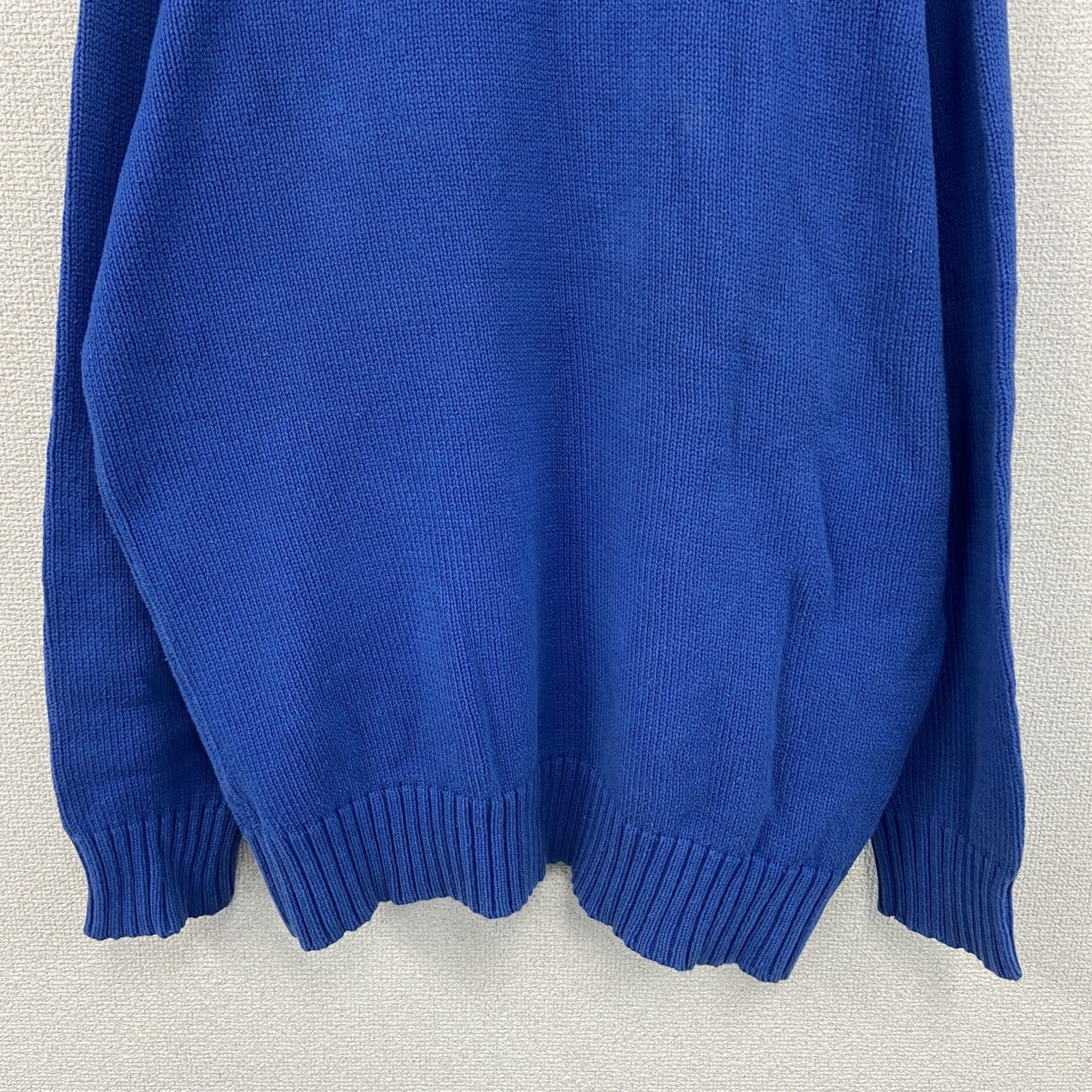 ～90s　Robe di Kappa　ロベディカッパ　コットンニットセーター　ヴィンテージ　ヘンリーネック　青　ブルー　古着