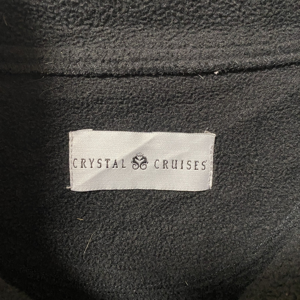 CRYSTAL CRUISES　長袖ハーフジップフリース　ワンポイント刺繍　ハイネック　黒　ブラック　XLサイズ　古着