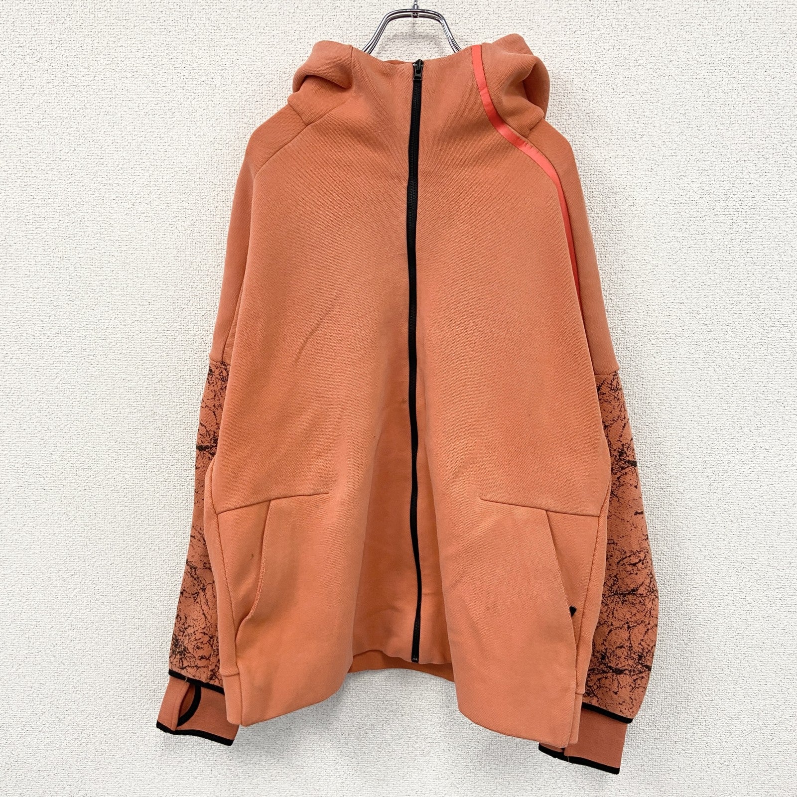 adidas　アディダス　フルジップスウェットパーカー/フーディー　オレンジ　4XOサイズ　古着