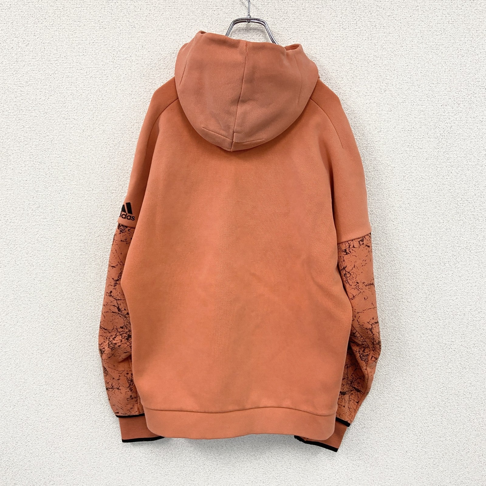 adidas　アディダス　フルジップスウェットパーカー/フーディー　オレンジ　4XOサイズ　古着