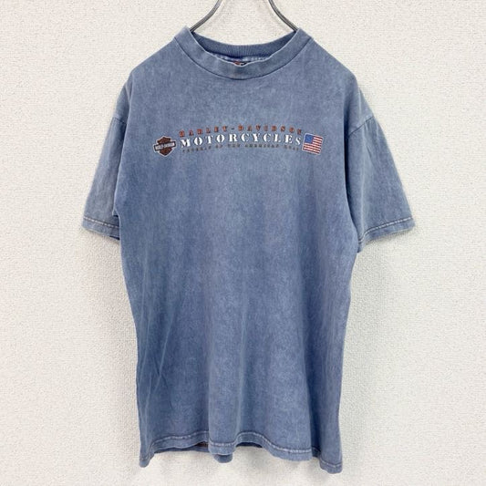 00s　HARLEY DAVIDSON　ハーレーダビッドソン　半袖プリントTシャツ　USA製　青　ブルー　Mサイズ