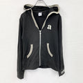 adidas　アディダス　フルジップパーカー/フーディー　黒　ブラック　Lサイズ フード付き メンズ ポリウレタン 古着