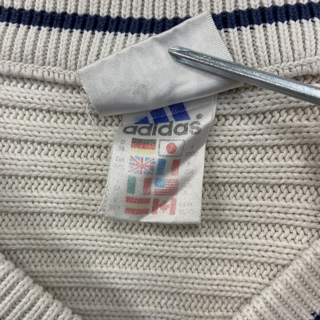 90s～　adidas　アディダス　コットンニットベスト　ヴィンテージ　白　ホワイト　5XOサイズ　古着