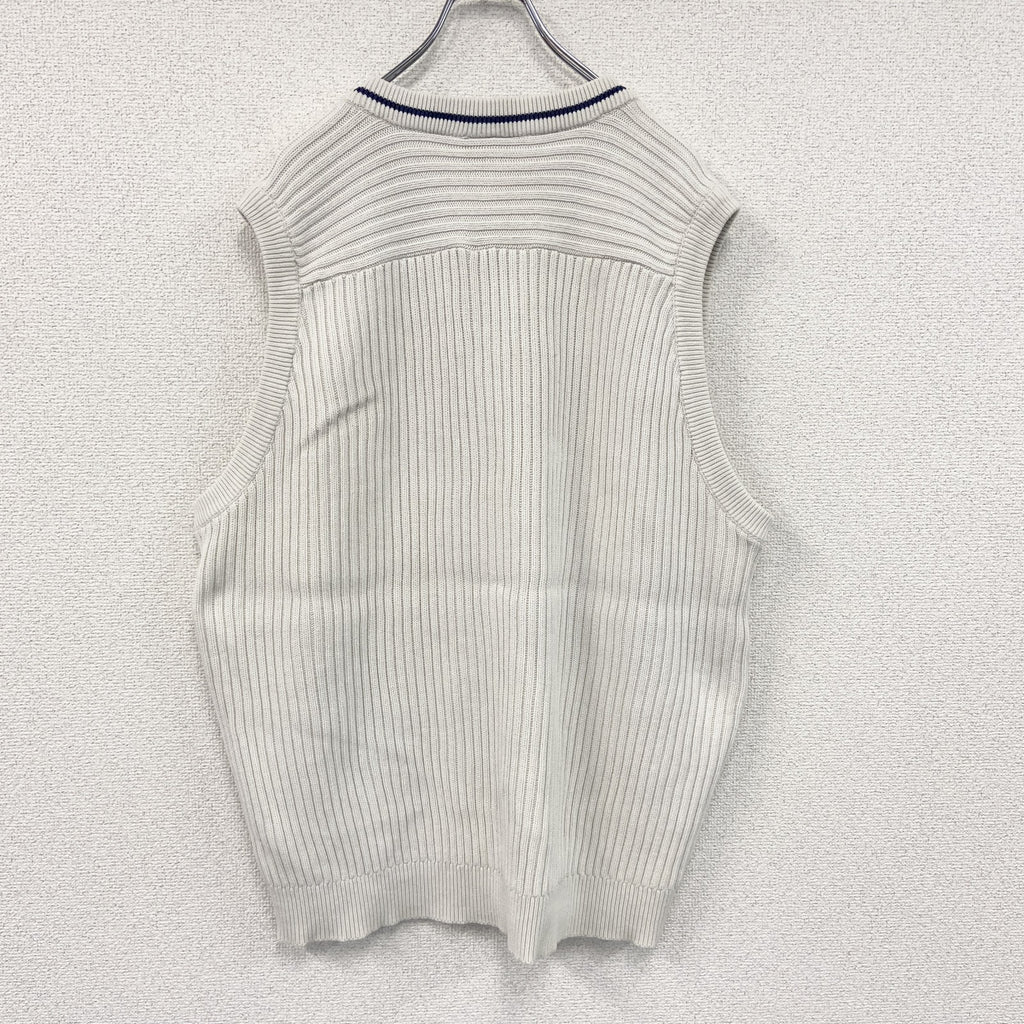 90s～　adidas　アディダス　コットンニットベスト　ヴィンテージ　白　ホワイト　5XOサイズ　古着