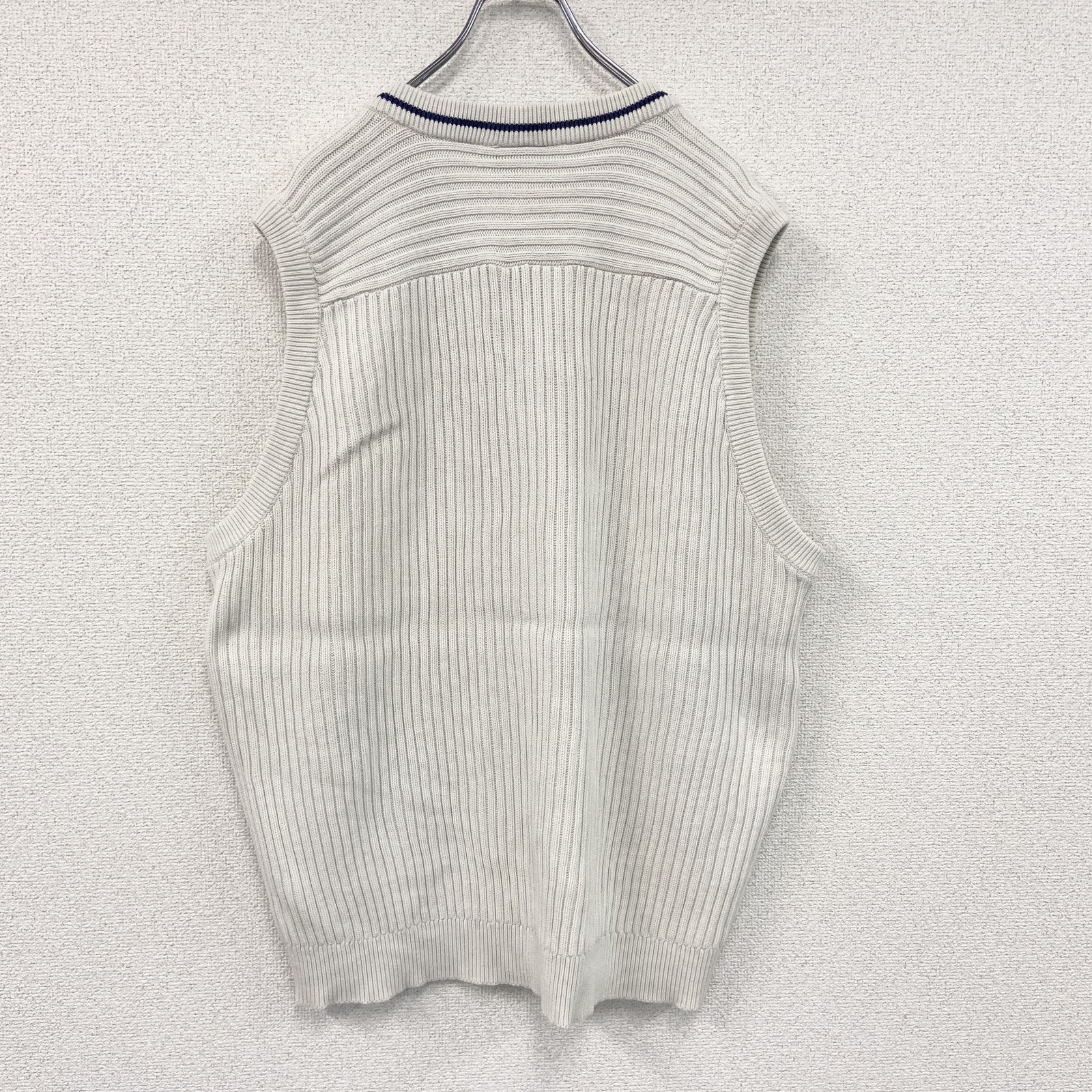 90s～　adidas　アディダス　コットンニットベスト　ヴィンテージ　白　ホワイト　5XOサイズ　古着