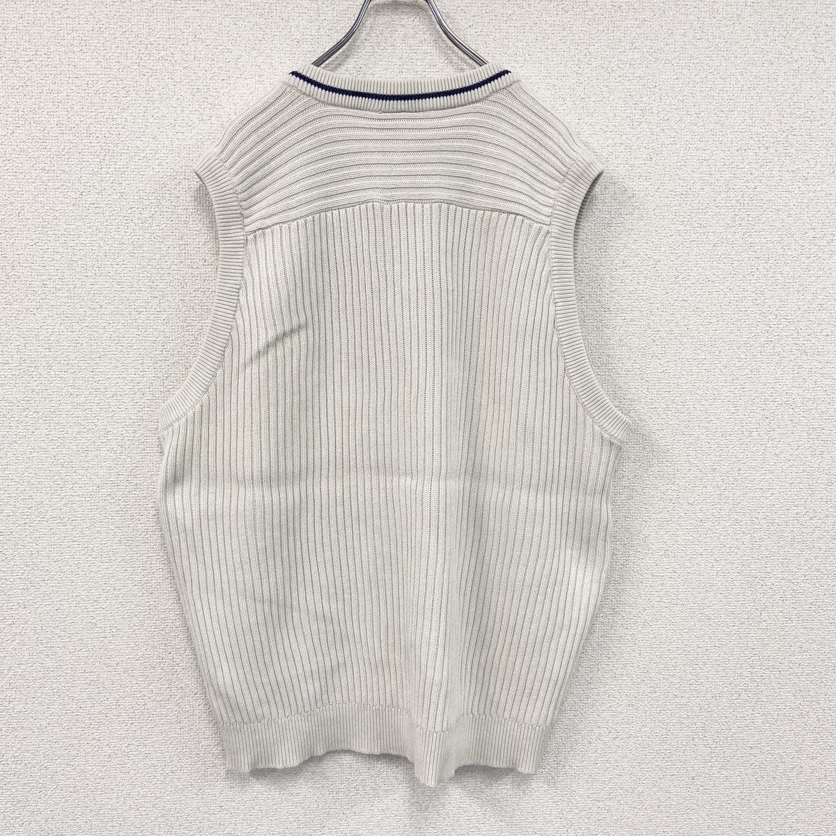 90s～　adidas　アディダス　コットンニットベスト　ヴィンテージ　白　ホワイト　5XOサイズ　古着