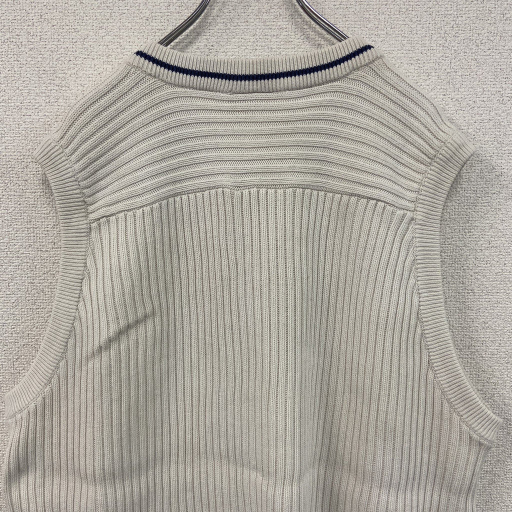 90s～　adidas　アディダス　コットンニットベスト　ヴィンテージ　白　ホワイト　5XOサイズ　古着