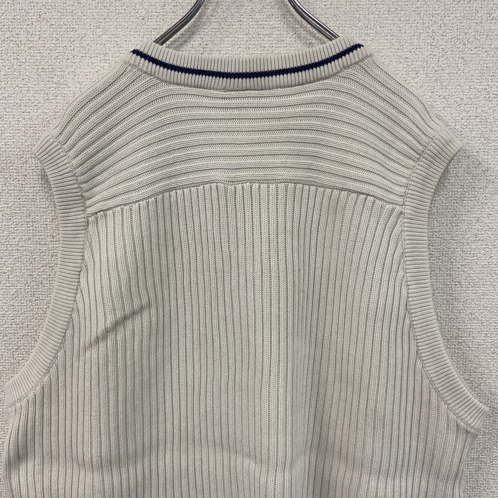 90s～　adidas　アディダス　コットンニットベスト　ヴィンテージ　白　ホワイト　5XOサイズ　古着
