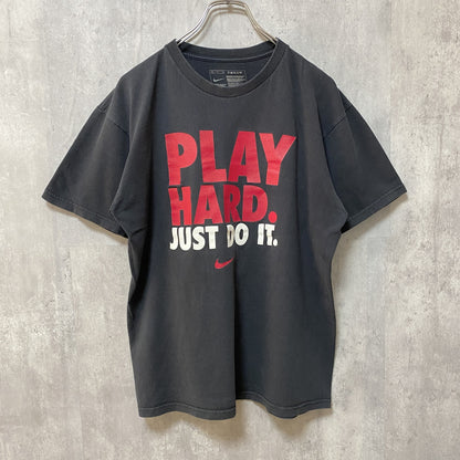 古着 used　NIKE ナイキ　半袖ロゴプリントTシャツ　スウッシュ　黒　ブラック　JUST DO IT　Mサイズ