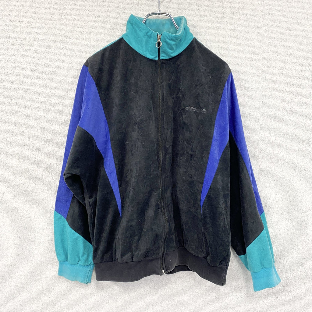 ～90s　adidas　アディダス　トラックジャケット/ジャージ　マルチカラー　ヴィンテージ　黒　ブラック　Mサイズ　古着