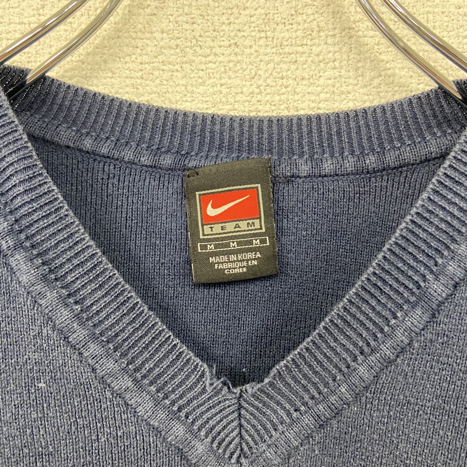 90s　NIKE　ナイキ　コットンニットベスト　ヴィンテージ　フェード　紺　ネイビー　Mサイズ　古着