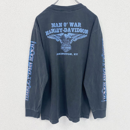 HARLEY DAVIDSON　ハーレーダビッドソン　長袖両面プリントTシャツ　袖プリント　黒　ブラック　Mサイズ