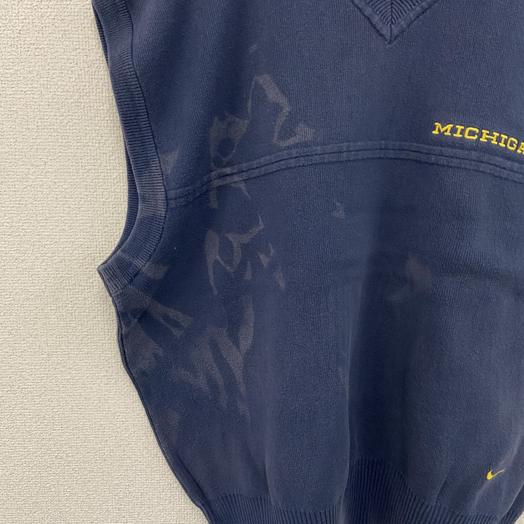 90s　NIKE　ナイキ　コットンニットベスト　ヴィンテージ　フェード　紺　ネイビー　Mサイズ　古着