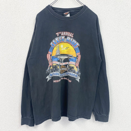 00s　HARLEY DAVIDSON　ハーレーダビッドソン　長袖両面プリントTシャツ　黒　ブラック　Lサイズ