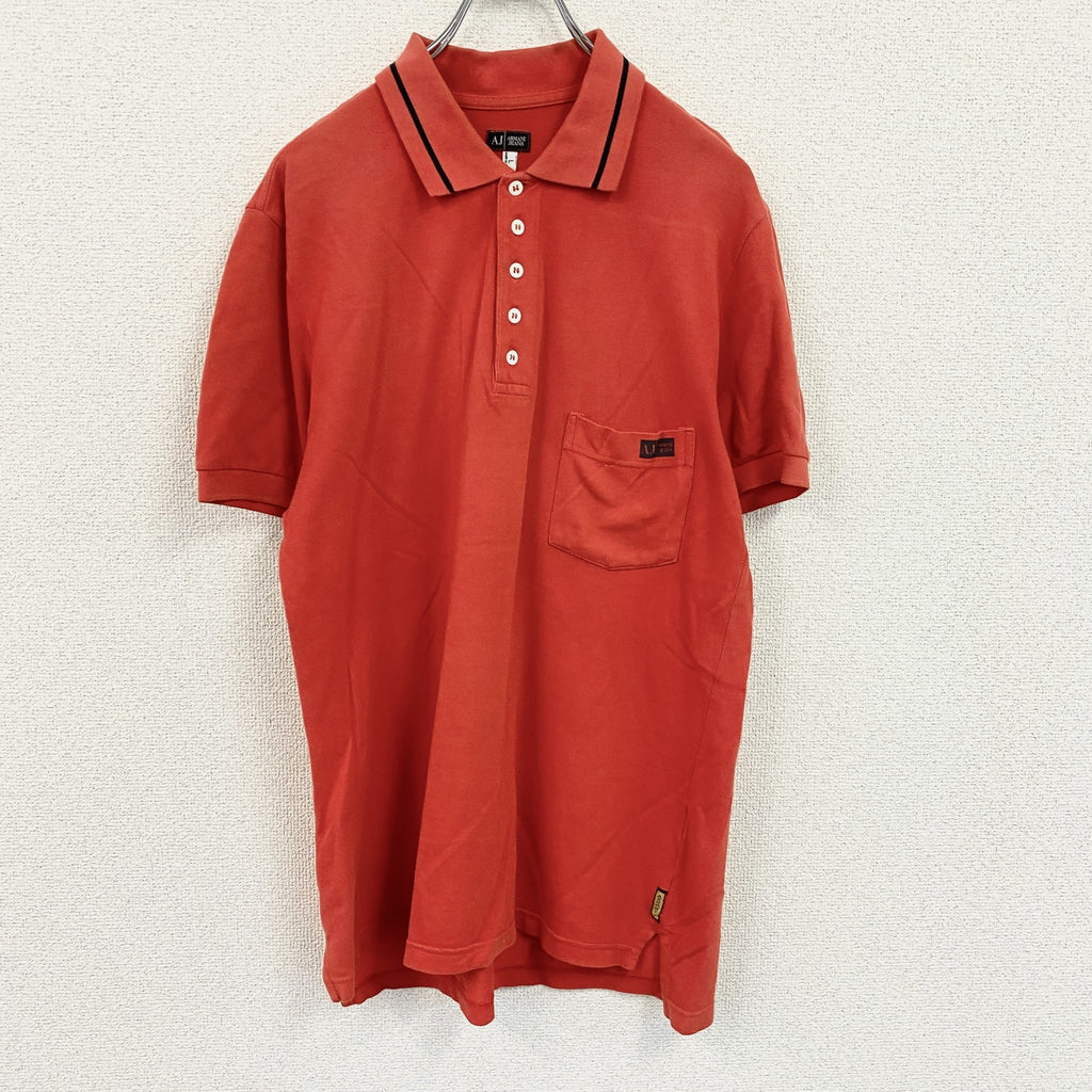90s～　ARMANI JEANS　アルマーニジーンズ　半袖ポロシャツ　ヴィンテージ　赤　レッド　Lサイズ　古着