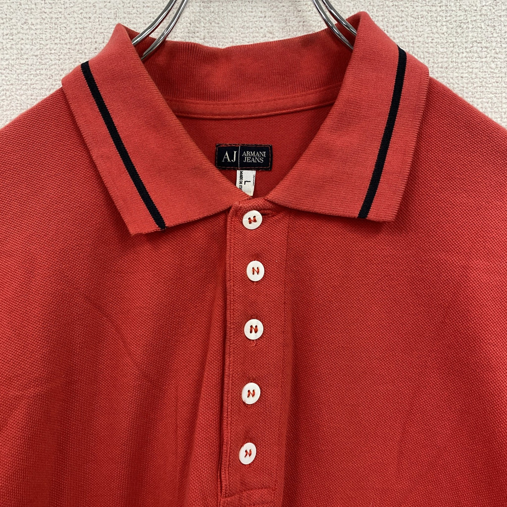 90s～　ARMANI JEANS　アルマーニジーンズ　半袖ポロシャツ　ヴィンテージ　赤　レッド　Lサイズ　古着