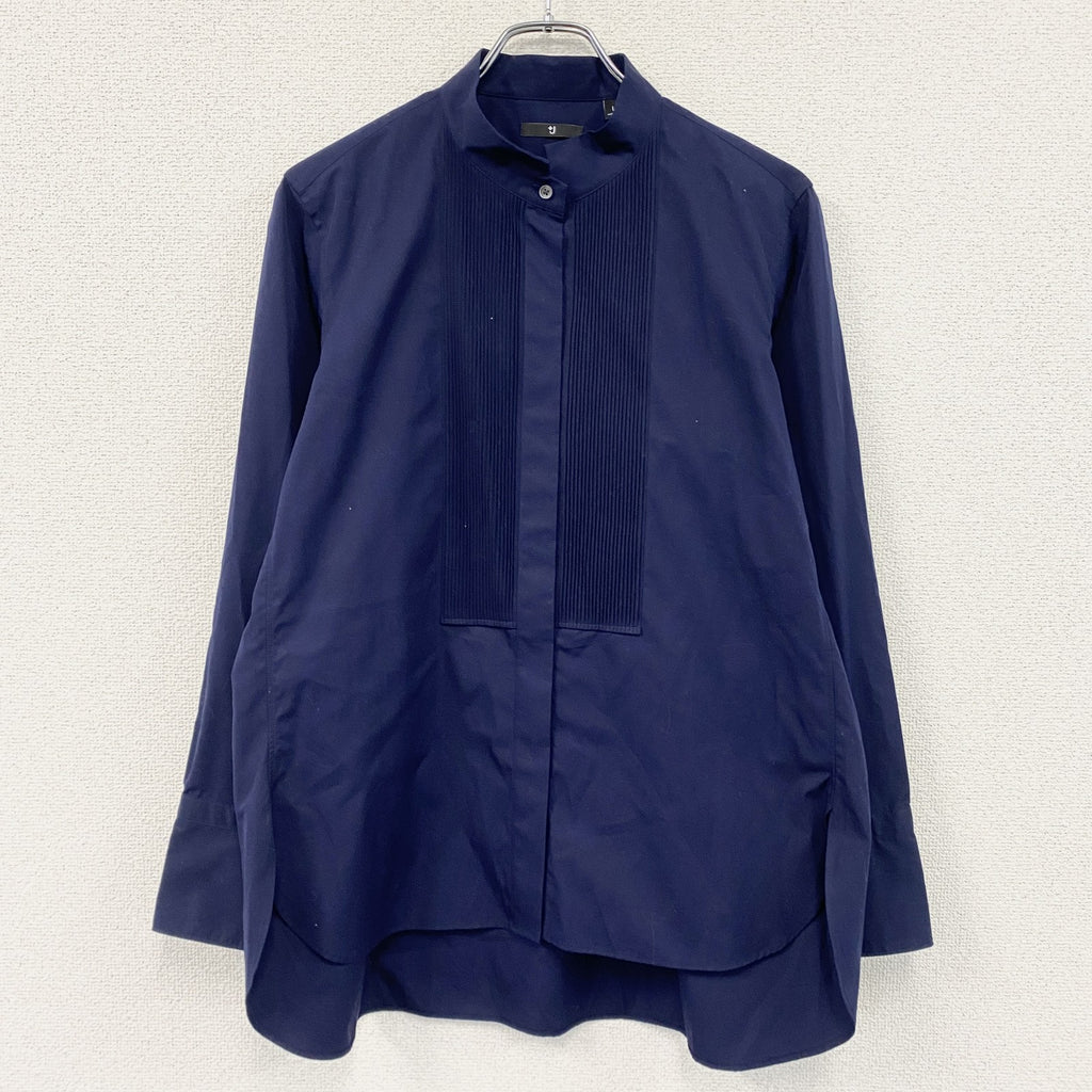 UNIQLO　ユニクロ　＋J　ジルサンダー　スーピマコットンピンタックシャツ　長袖シャツ　紺　ネイビー　Lサイズ　古着