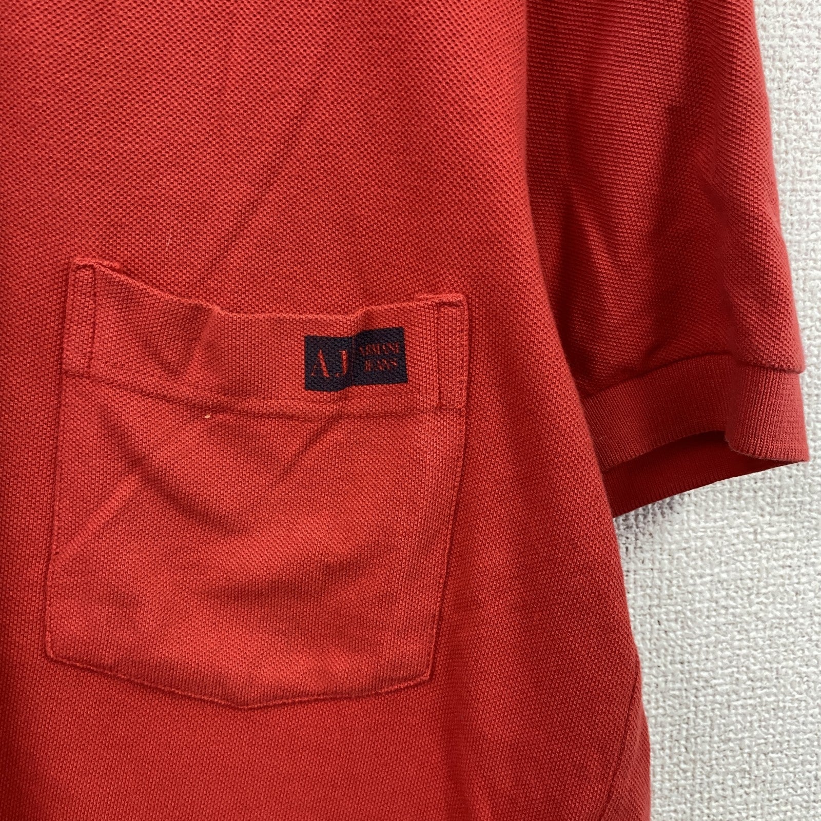 90s～　ARMANI JEANS　アルマーニジーンズ　半袖ポロシャツ　ヴィンテージ　赤　レッド　Lサイズ　古着