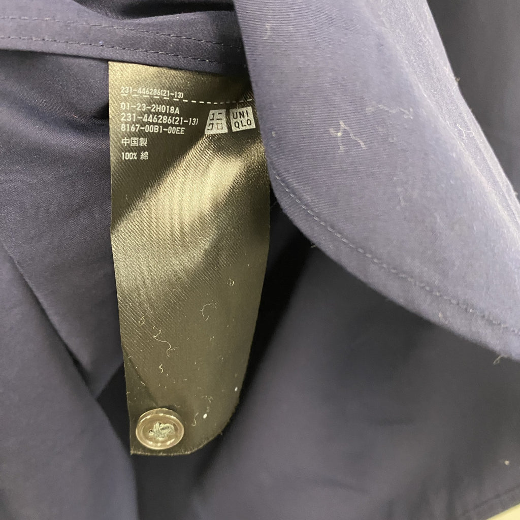 UNIQLO　ユニクロ　＋J　ジルサンダー　スーピマコットンピンタックシャツ　長袖シャツ　紺　ネイビー　Lサイズ　古着