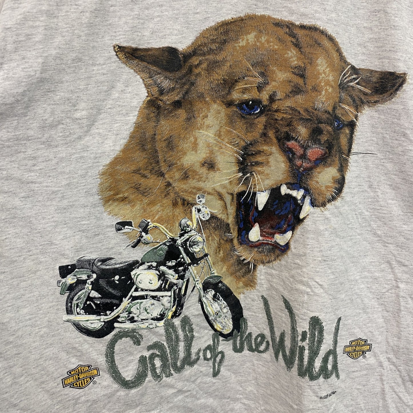 HARLEY DAVIDSON　ハーレーダビッドソン　半袖アニマルプリントTシャツ　灰色　グレー　Lサイズ