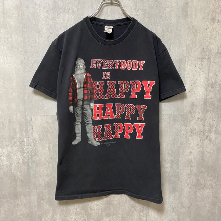 DUCK DYNASTY　ダックダイナスティ　海外TV　半袖プリントTシャツ　黒　ブラック　レトロデザイン　古着
