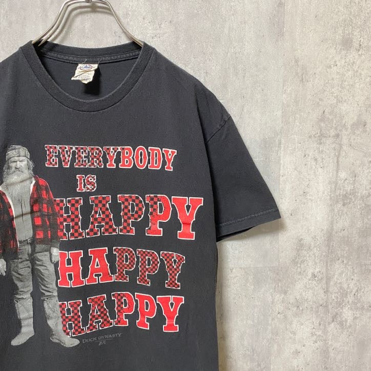DUCK DYNASTY　ダックダイナスティ　海外TV　半袖プリントTシャツ　黒　ブラック　レトロデザイン　古着